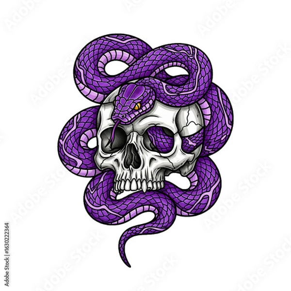 Obraz Purple Serpent Skull Artwork with Transparent Background