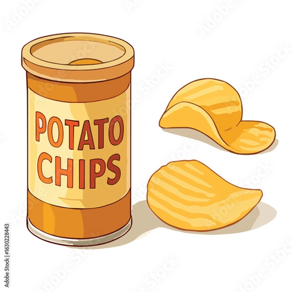 Obraz Cylindrical Chips Can Illustration – Stackable Potato Snack Container Vector	