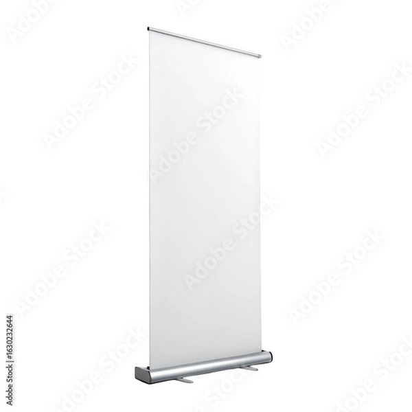 Fototapeta Blank white roll up banner stand display isolated on transparent background