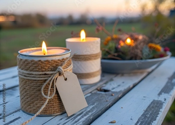 Obraz Rustic Candlelit Outdoor Decor