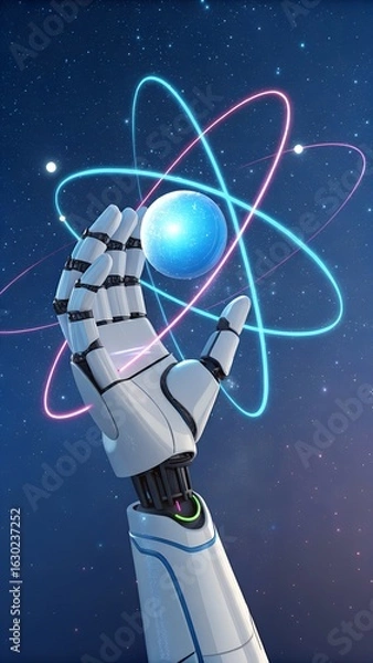 Obraz Robotic Hand Holding Digital Globe