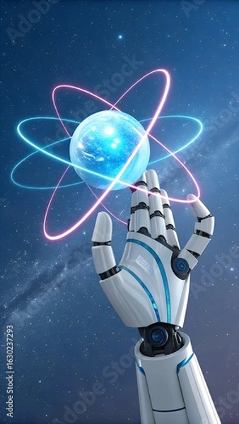 Obraz Robotic Hand Holding Digital Globe