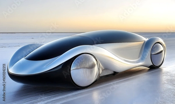 Fototapeta Futuristic Concept Car Design with Streamlined Body and Reflecti