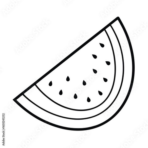 Fototapeta watermelon slice outline vector on white background