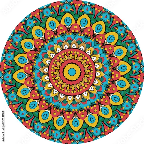 Fototapeta Complex Mandala with Vivid Colors Perfect for Artistic Inspirations Pro Vector.eps