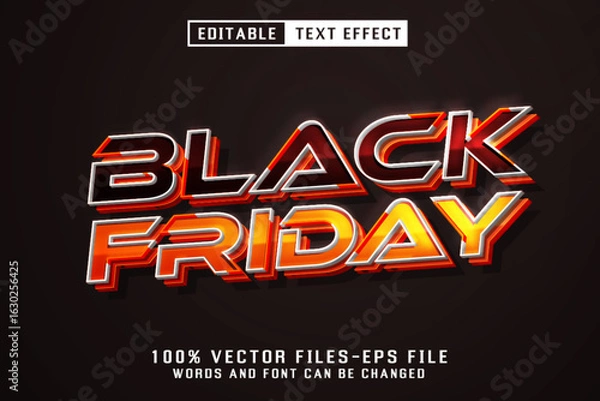 Fototapeta black friday 3d editable text effect premium vector