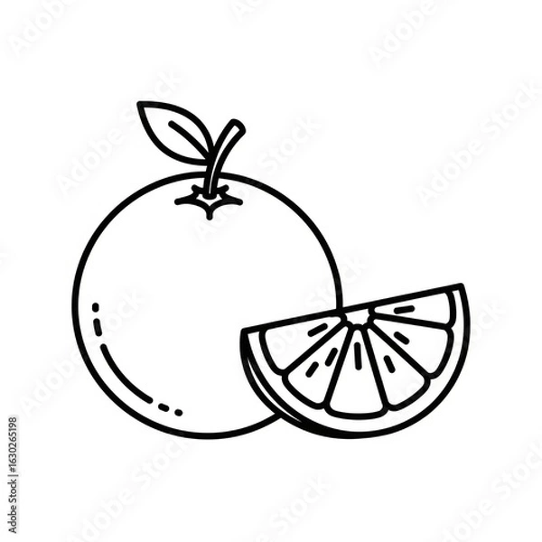 Fototapeta black and white vector images of various fruits