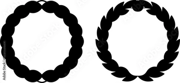 Fototapeta Laurel wreath black silhouette set, Set of laurel wreaths, laurel wreath collections, Vector of laurel wreath, laurel wreath silhouette, laurel wreath isolated on white background