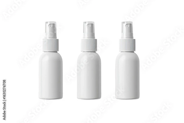 Obraz Three identical white plastic spray bottles