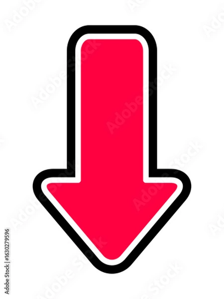 Obraz 赤　黒白線あり　下向き矢印