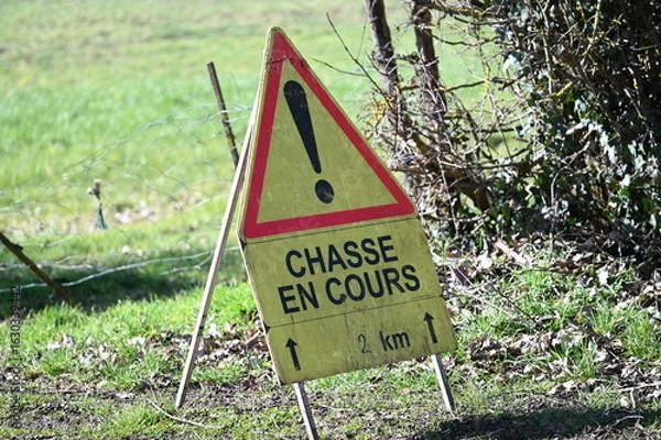 Obraz Panneau triangle chasse en cours