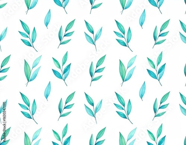 Obraz Seamless pattern of green leaves watercolor
4