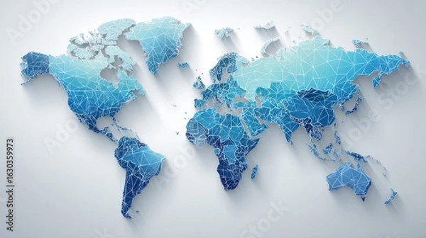 Fototapeta World map. Blue modern vector map.