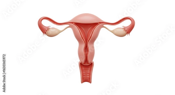 Obraz Anatomical illustration of the female reproductive system showcasing uterus ovaries and fallopian tubes for educational and medical purposes