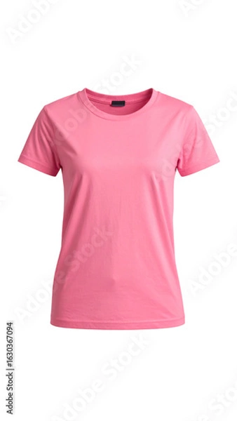 Obraz Pink casual t-shirt, short sleeves, crew neck on transparent background