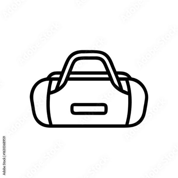 Fototapeta Duffel bag line icon. Simple vector graphic of a sports gym bag symbol for travel and fitness.