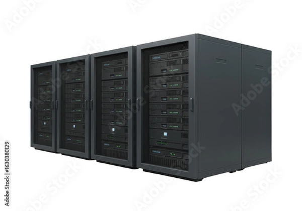 Obraz Isolated Black Server Racks for Data Storage