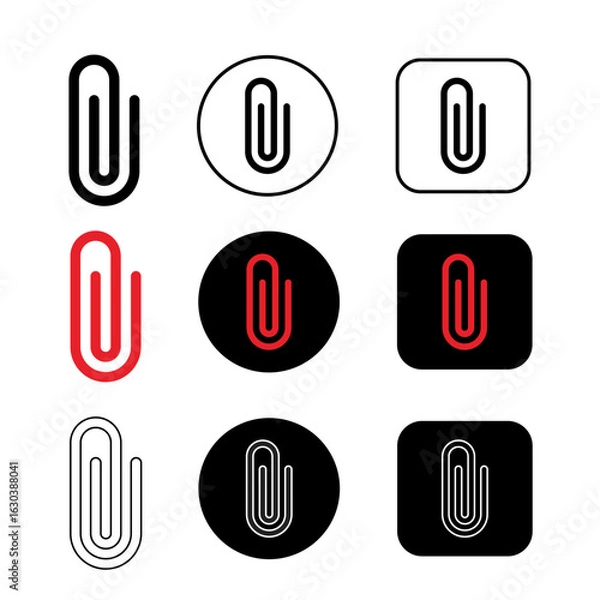 Fototapeta paperclip icon, line, fill, and color icons using round and square buttons