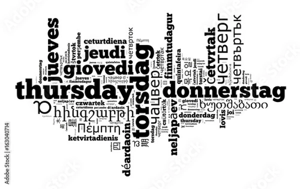 Obraz Word Thursday in different languages