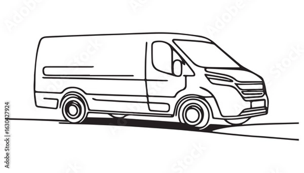 Fototapeta Continuous one single minimal line drawing van car