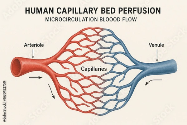 Obraz Human Capillary Bed Perfusion - Microcirculation Blood Flow Illustration