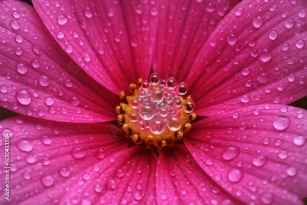 Fototapeta A Close-Up of a Pink Daisy with Water Droplets Capturing the Essence of Tranquility and Beauty