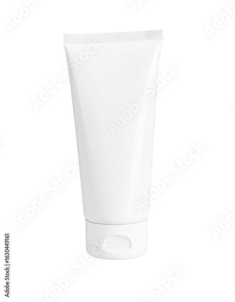 Fototapeta Clean white cosmetic tube for lotion, cream, or gel product on transparent background