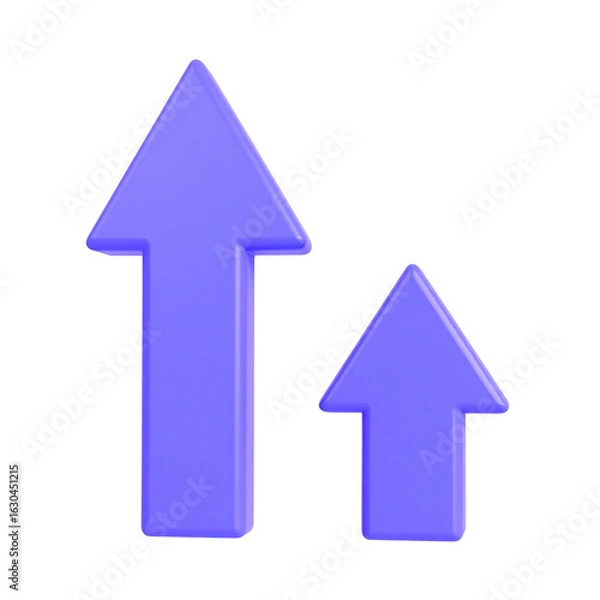 Fototapeta Two purple upward arrows illustrate growth on transparent background