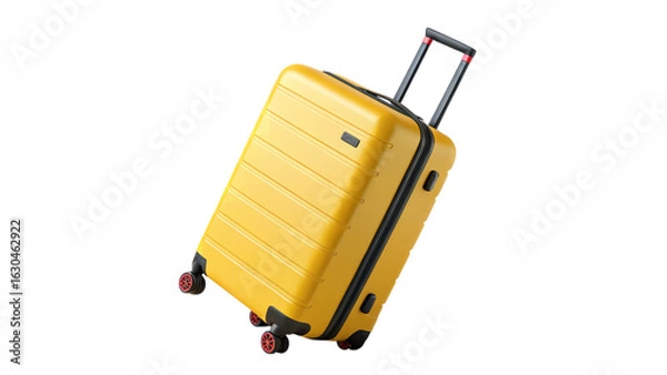 Fototapeta Pack your bags for adventure with this bright yellow suitcase, perfect for jet-setting travelers and stylish vacationers ready to explore the world in style