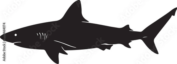 Fototapeta White Tip Reef Shark Vector Silhouette