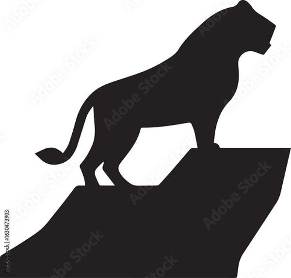 Fototapeta Lion Standing on a Rock Silhouette