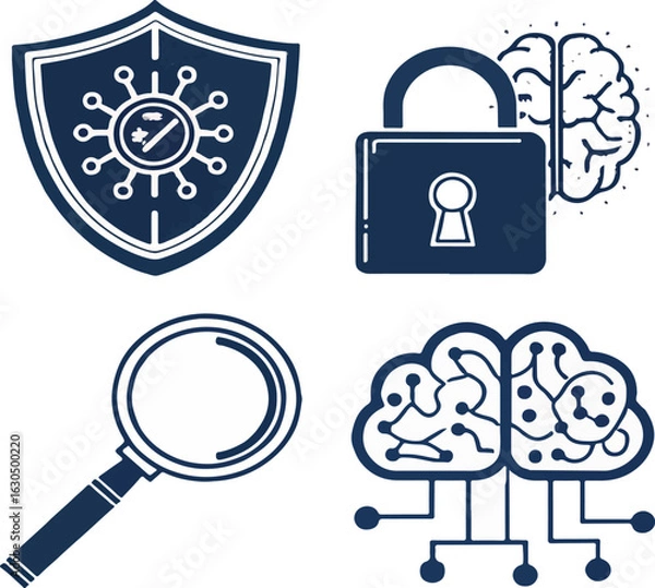 Fototapeta Cybersecurity and Artificial Intelligence Icons Set 