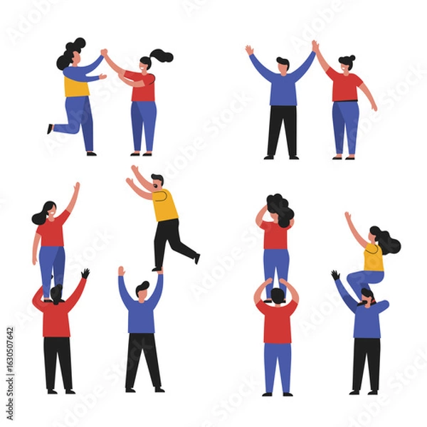 Obraz Diverse Team Celebrating Success: Flat Design Illustrations