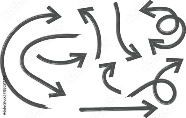 Fototapeta Arows vector set, hand drawn arrows, arrow vector elements, hand drawn arrows, curly arrow, design element