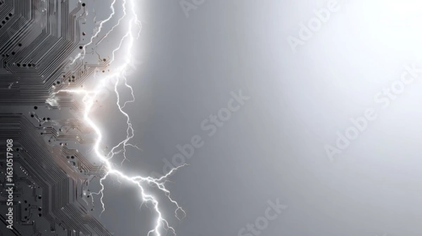 Fototapeta Circuit board with a powerful electrical discharge