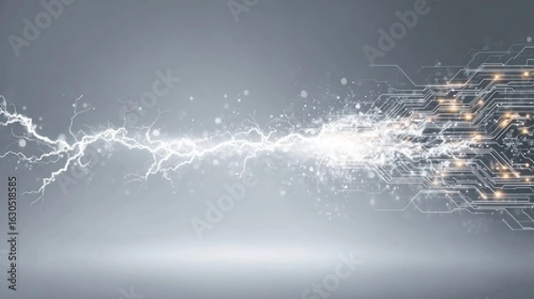 Fototapeta Abstract graphic of circuit board with lightning