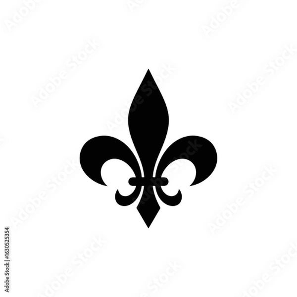 Fototapeta A single black fleur de lis design centered on a plain white background area