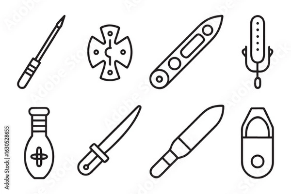 Fototapeta Set of tools and stationery for drawing and work in vector illustration