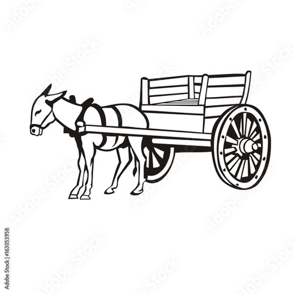 Obraz Donkey with a cart