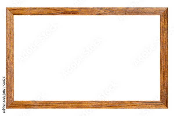 Fototapeta Antique Simple Brown Classic Old Vintage Wooden Rectangle mockup canvas frame isolated on white background. Blank and diverse subject molding baguette. Design element. use for paint, mirror or photo