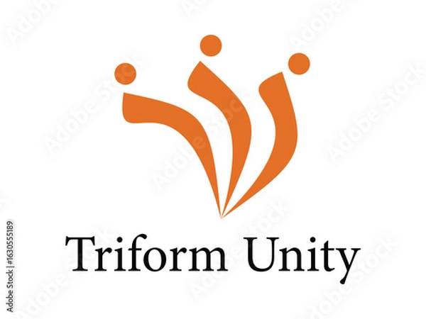 Fototapeta Abstract People Logo Design – Modern Community Unity Symbol in Orange Vector"

