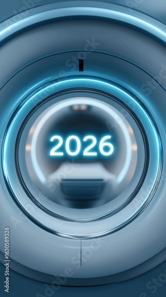 Obraz Futuristic glowing 2026 embedded in mri machine ring design for innovative technology concepts