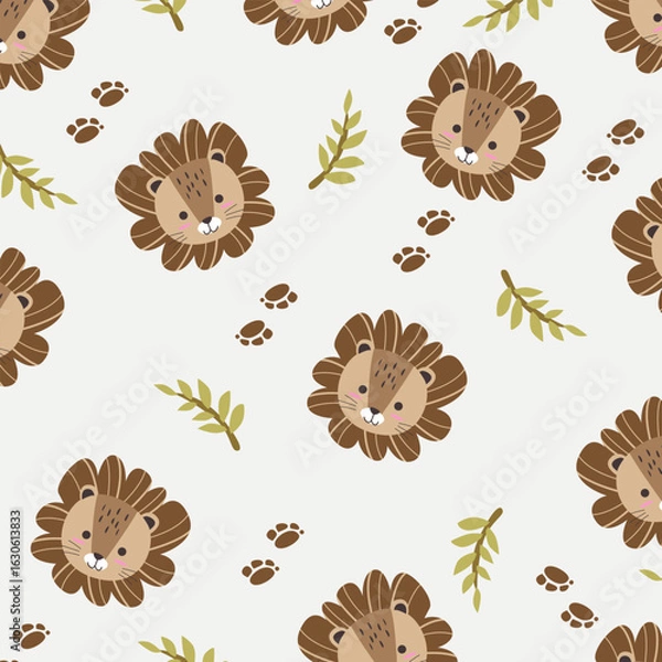 Obraz savana big cats lion seamless pattern design for kids apparel fullprint fabric