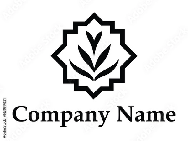 Fototapeta Abstract Leaf Emblem with Decorative Frame Logo