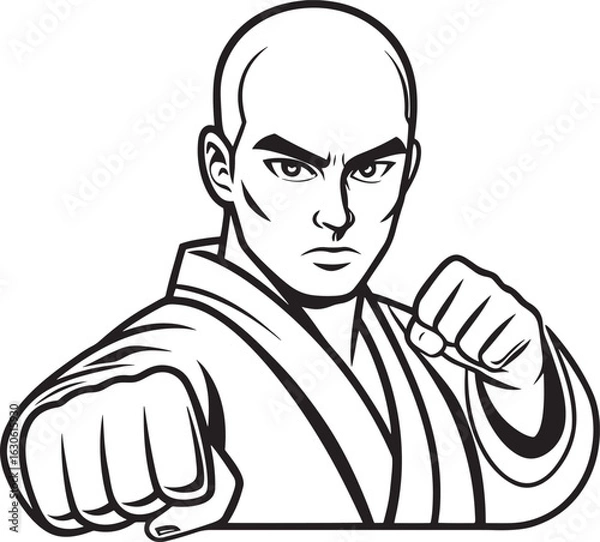 Fototapeta Determined fighter in a combat pose