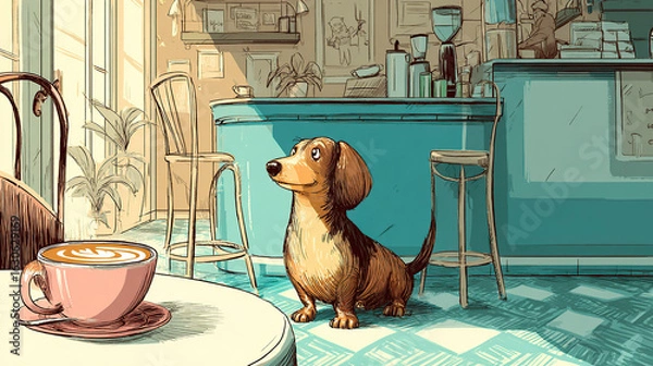 Obraz Dachshund Influencer in Travel Adventure with Scenic Views