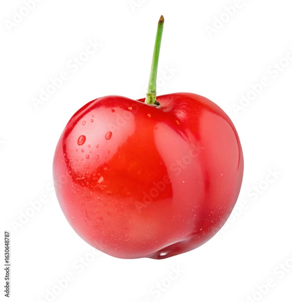 Fototapeta Fresh juicy cherry with water droplets on black background suitable for food and healthy eating theme