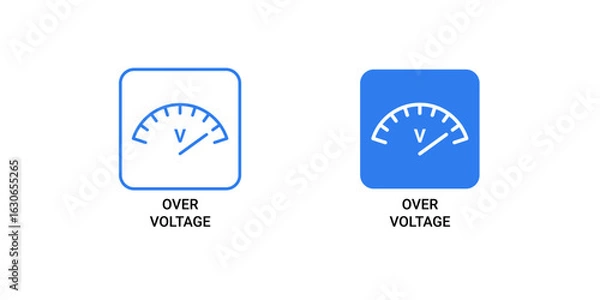 Fototapeta Overvoltage Meter Gauge Icon Set for Electrical Safety and Power Monitoring