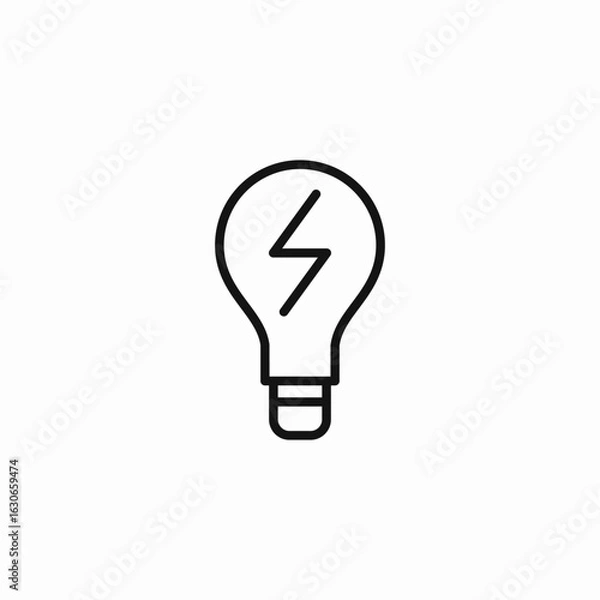 Fototapeta lightbulb with lightning bolt icon sign vector