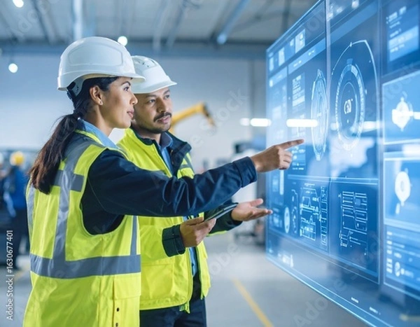 Obraz Engineers Using Holographic Interface in Smart Factory